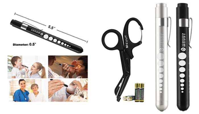 Nursing scissors and penlight
